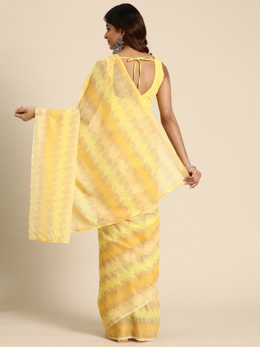 Ahalyaa Women's Traditional Semi Stitch Saree - Yellow