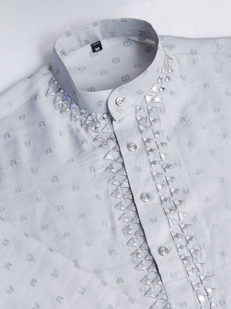Vastranavya Exclusive Festival Wear Viscose Mirror Work on Self Weaving Kurta Only