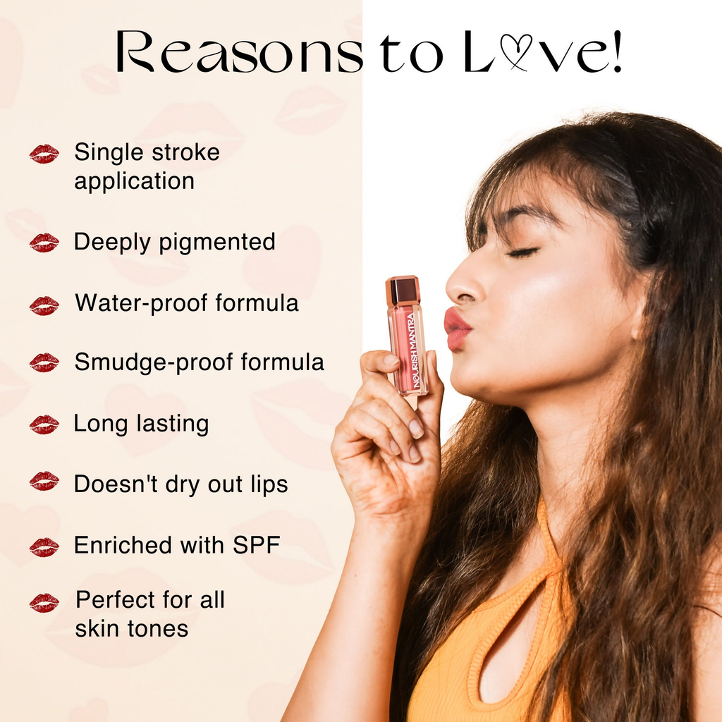 Nourish Mantra Liquid Lipstick Creamy Matte with SPF / Water Proof, Smudge Proof Shade-Berry Dhamaka