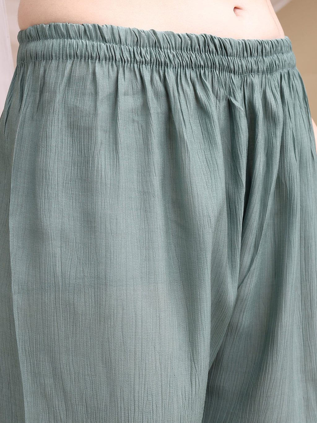 Hand Embroidered & Painted Kurta With Pant, Green - Hiral Fashion - Distacart