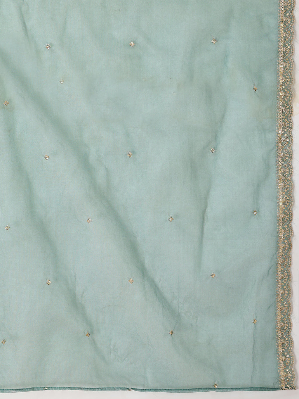 Sequin Embroidered Kurta With Pant & Embroidered Organza Dupatta, Green - Hiral Fashion - Distacart
