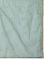 Sequin Embroidered Kurta With Pant & Embroidered Organza Dupatta, Green - Hiral Fashion - Distacart