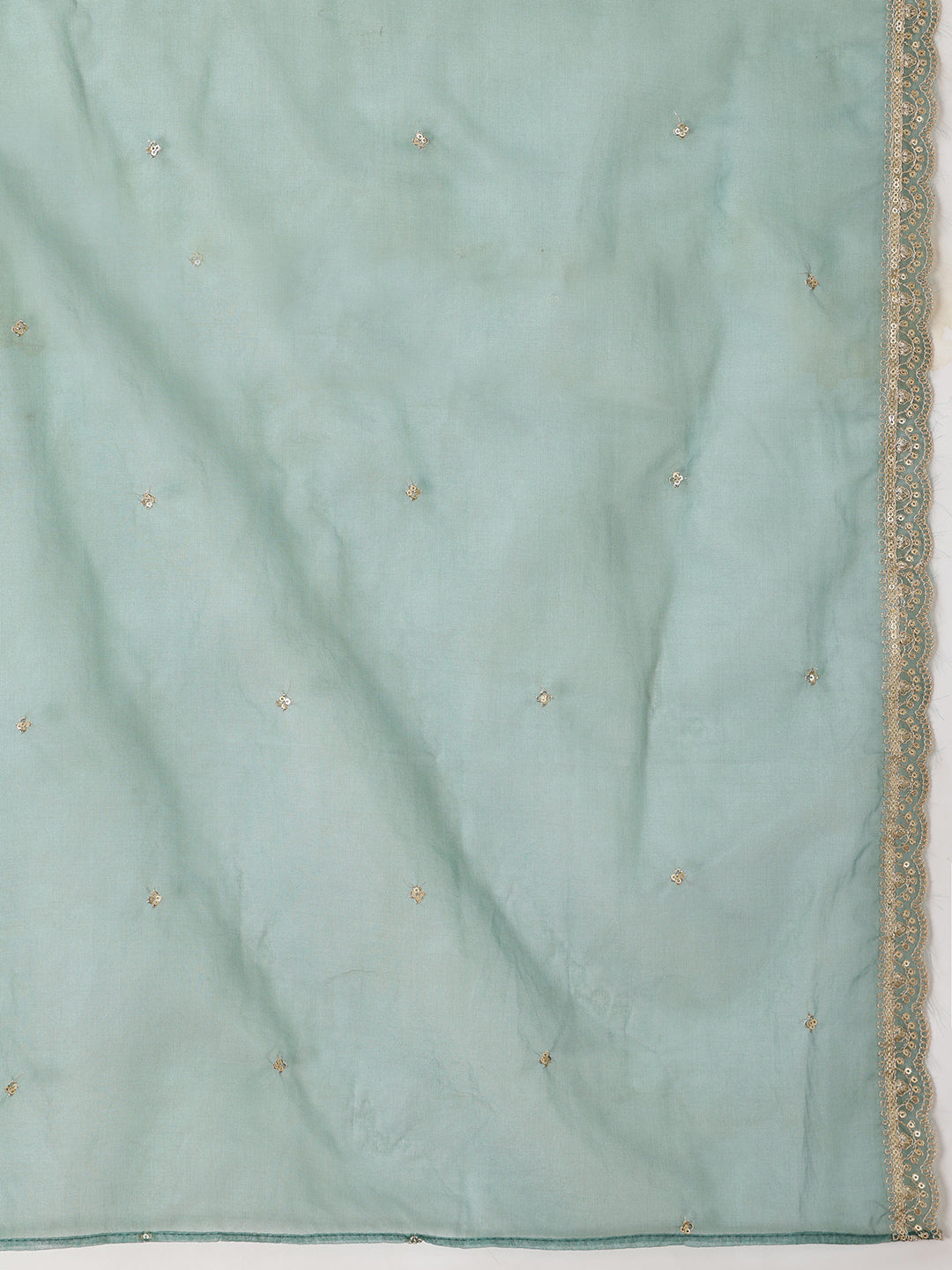 Sequin Embroidered Kurta With Pant & Embroidered Organza Dupatta, Green - Hiral Fashion - Distacart