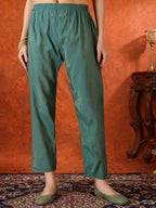 Sequin Embroidered Kurta With Pant & Embroidered Organza Dupatta, Green - Hiral Fashion - Distacart