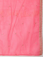 Sequin Embroidered Kurta With Pant & Embroidered Organza Dupatta, Pink - Hiral Fashion - Distacart