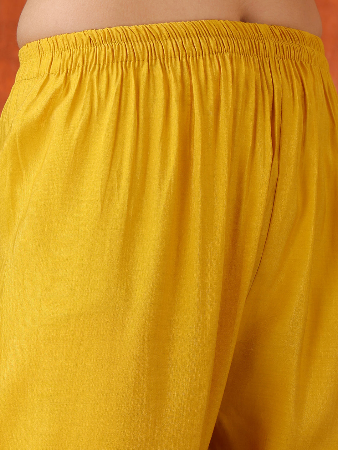 Sequin Embroidered Kurta With Pant & Embroidered Organza Dupatta, Yellow - Hiral Fashion - Distacart