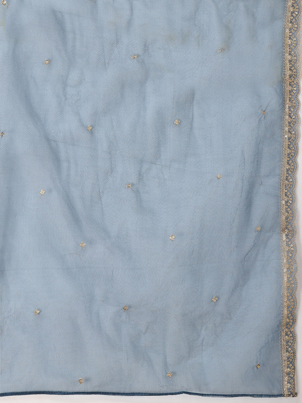 Sequin Embroidered Kurta With Pant & Embroidered Organza Dupatta, Teal - Hiral Fashion - Distacart