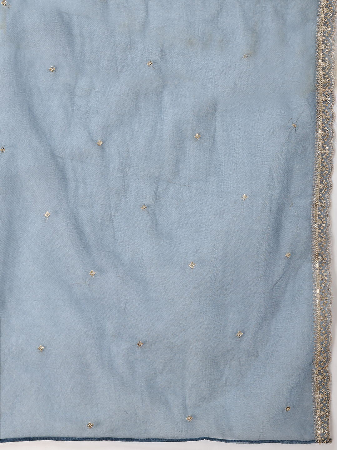 Sequin Embroidered Kurta With Pant & Embroidered Organza Dupatta, Teal - Hiral Fashion - Distacart
