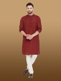 Even Apparels Men's Pure Cotton Maroon Kurta