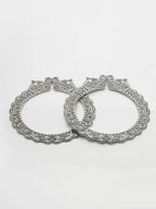 NVR Women's Set of 2 Silver-Toned German Silve Oxidised Elephant Design Handcrafted Bangles - Distacart