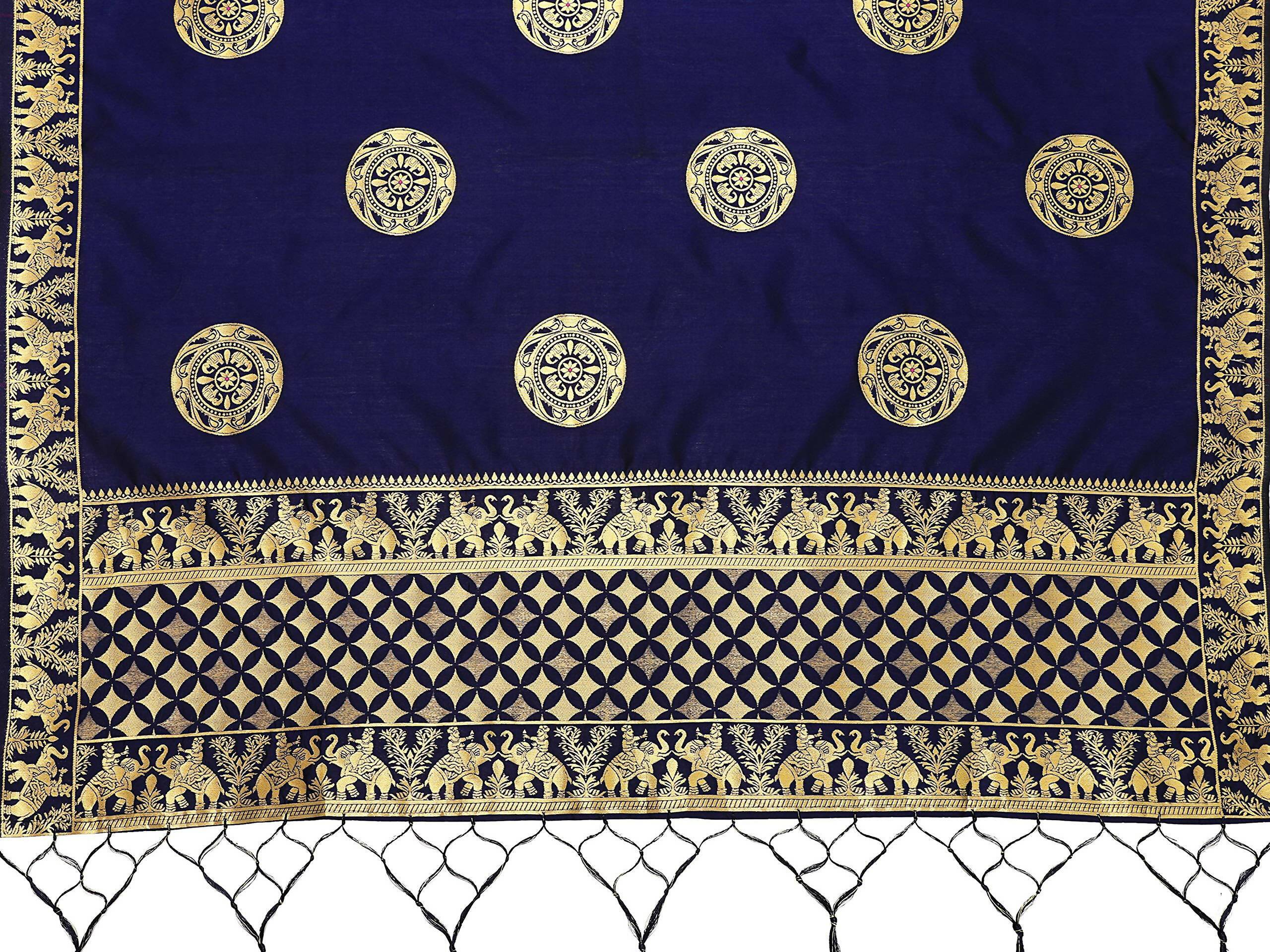 Mimosa Women's Banarasi Art Silk Navy Dupatta - Distacart