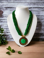 Inhanns Everyday Statement Beaded Pendant Necklace - Green
