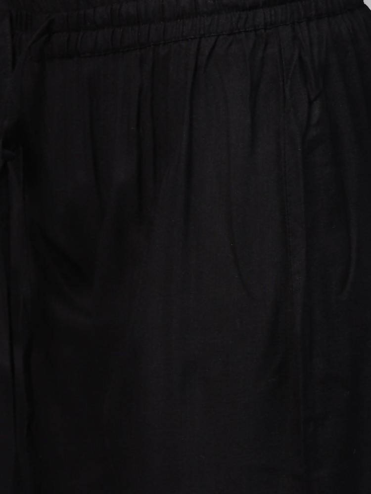 Yufta Women Black Solid Kurta with Palazzo & Dupatta