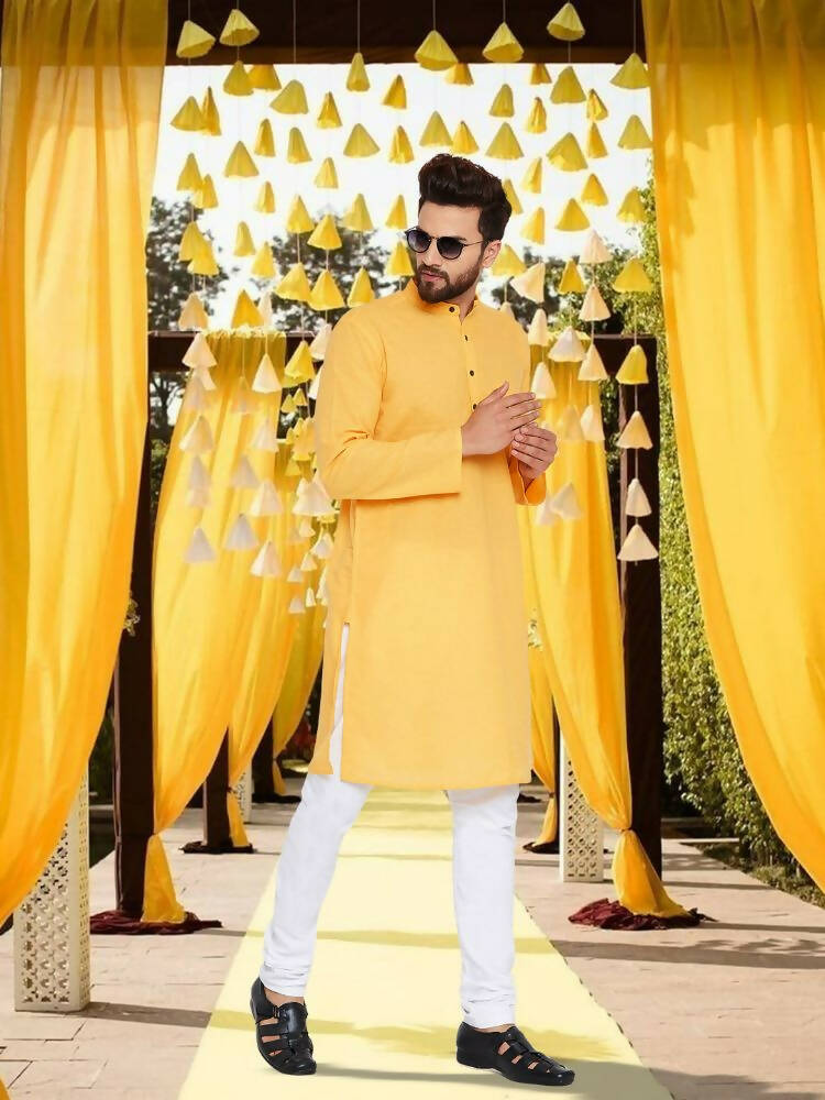 Even Apparels Pure Cotton Yellow Kurta - Yellow