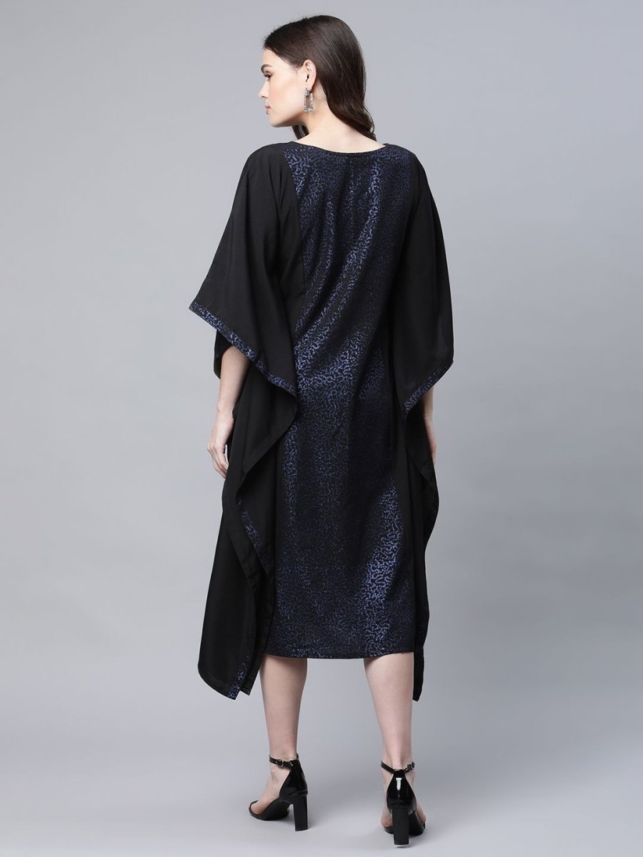 Ahalyaa Women Black Crepe Glitter Printed Kaftan Kurta - Distacart