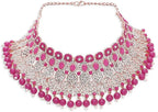 Jewel City Beads Choker Necklace Set with Earrings for Women – Silver-Tone Bridal & Party Wear Jewelry