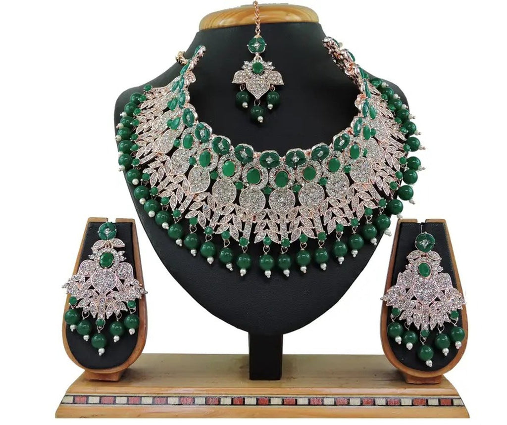 Jewel City Beads Choker Necklace Set with Earrings for Women – Silver-Tone Bridal & Party Wear Jewelry