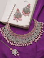 Jewel City Beads Choker Necklace Set with Earrings for Women – Silver-Tone Bridal & Party Wear Jewelry