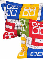 Vamika Printed Cotton White Bedsheet With Multicolor Ludo Design Bedsheet With Pillow Covers (LEOC_LUDO_BLACK)