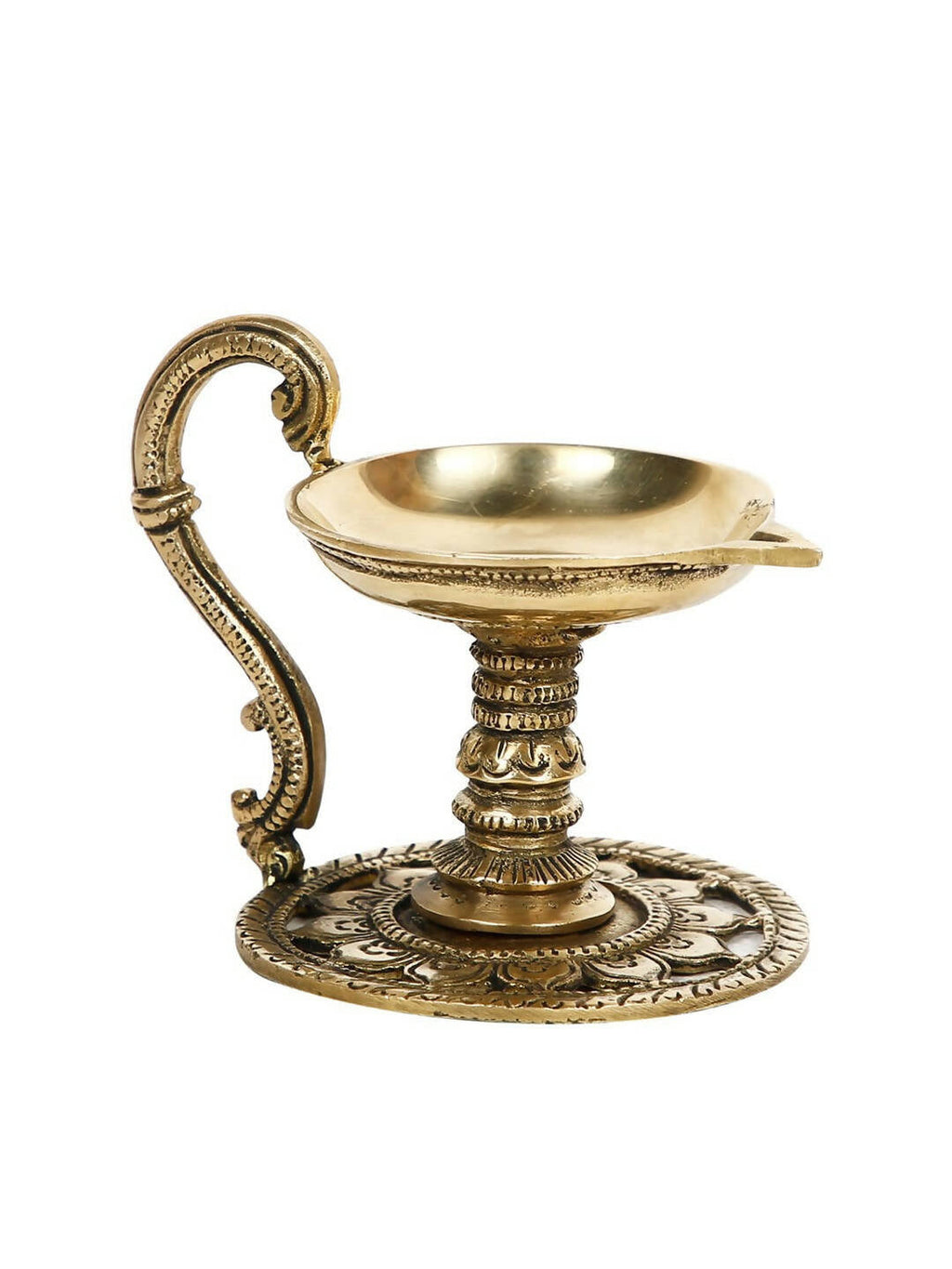 CraftVatika Gold-Toned Handmade Oil Lamp Showpiece