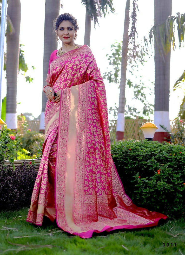 Partywear Designer Pink Banarasi Silk Fancy Saree - Starwalk