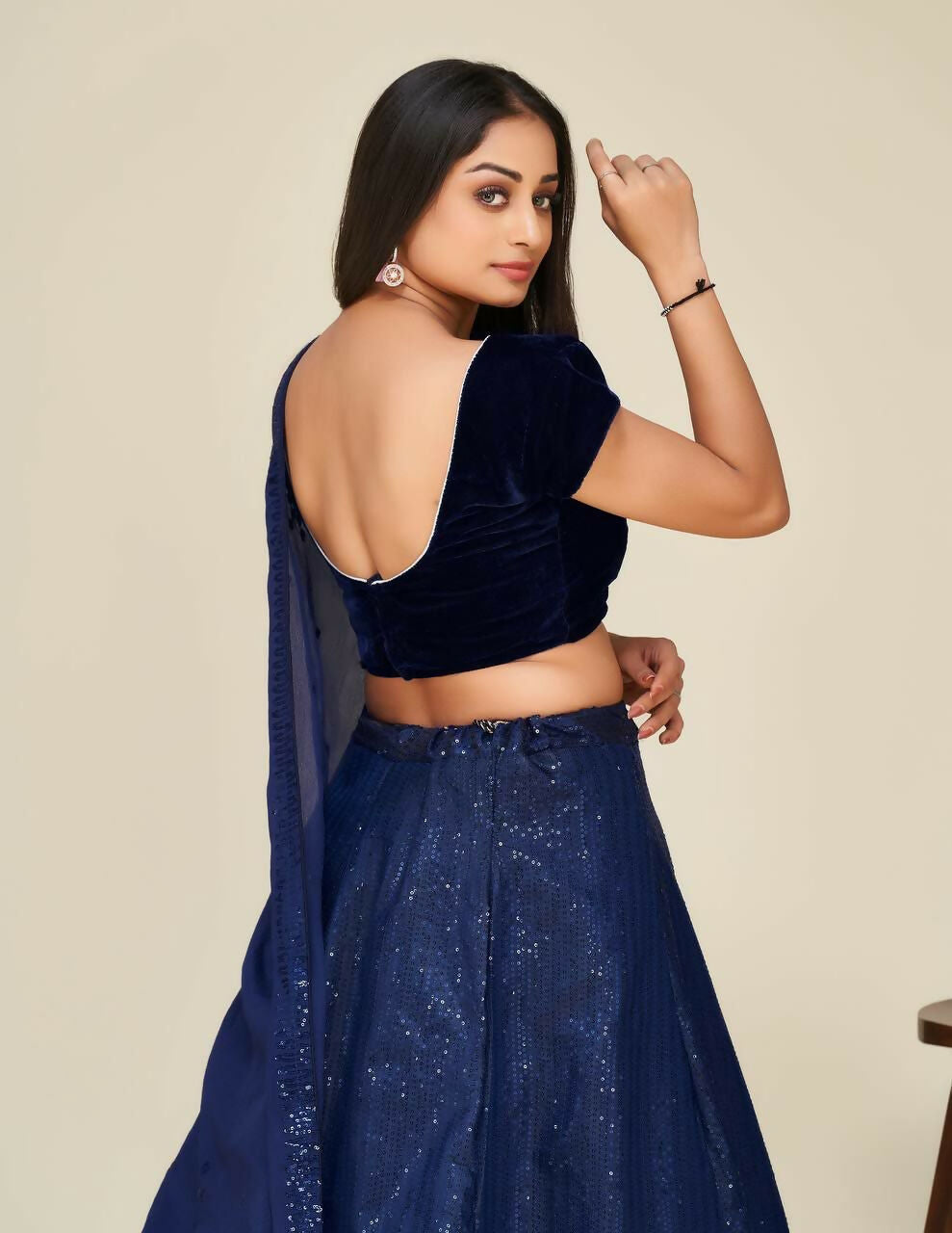 Jyoti Fashion Women's Blue Two Tone Tapeta Silk Sequins Designer Lehenga Choli Set