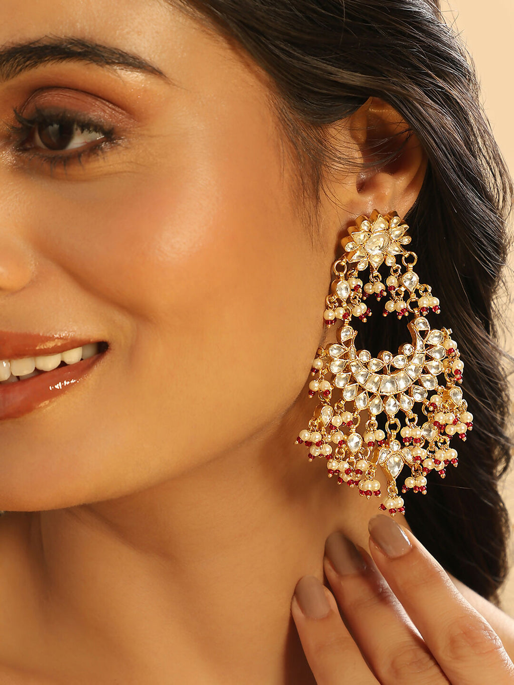 Nuyug 22K Gold Plated Pearl Empress Chandbali Earrings - Distacart