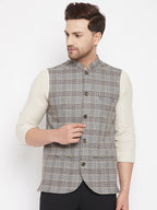 Even Apparels Brown Merino Men Woven Nehru Jacket PW729 - Distacart