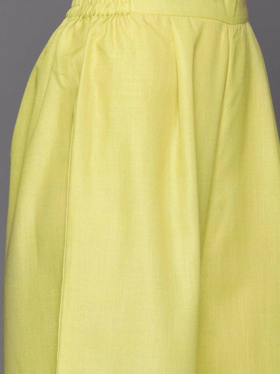 Ahalyaa Womens Yellow Cotton Digital Printed Kurta Palazzo Set - Distacart