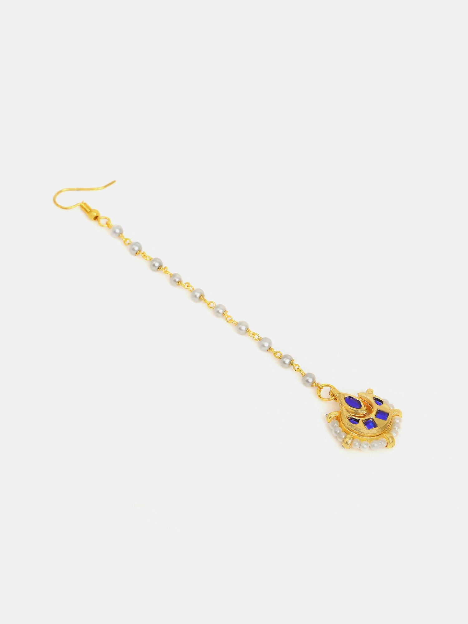 Ruby Raang Finest Gold Kundan Earrings With A Maang Tikka - Distacart