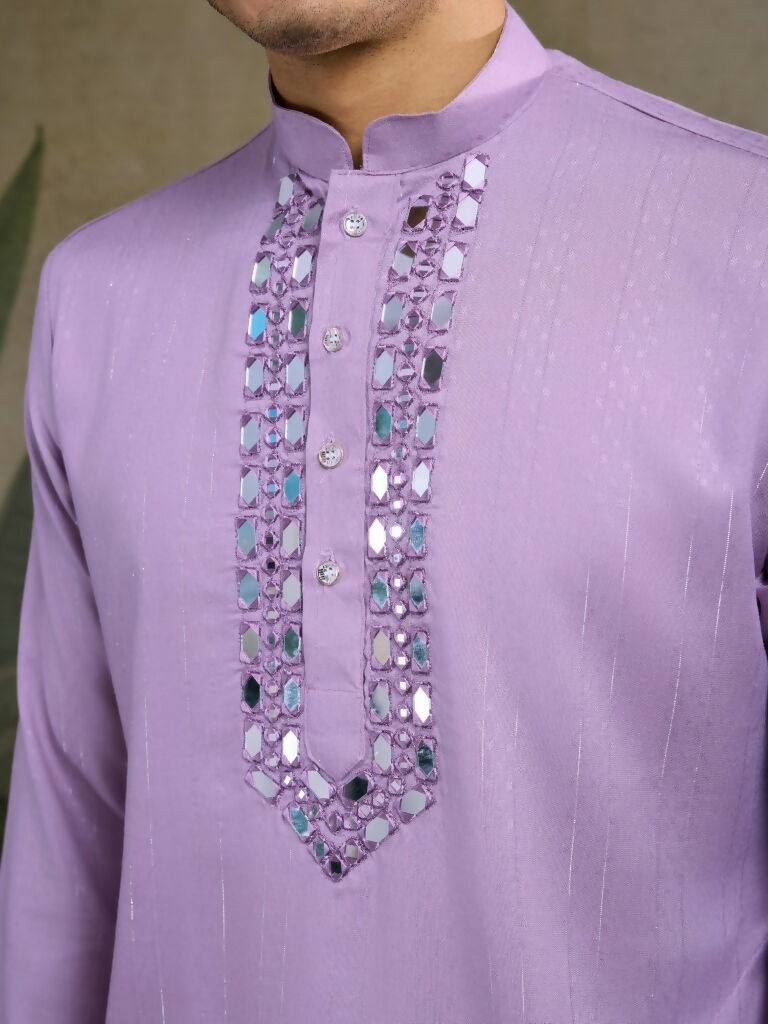 Vastranavya Dusty Pink Exclusive Viscose Rayon Festival Wear Real Mirror Work Kurta with Dupatta