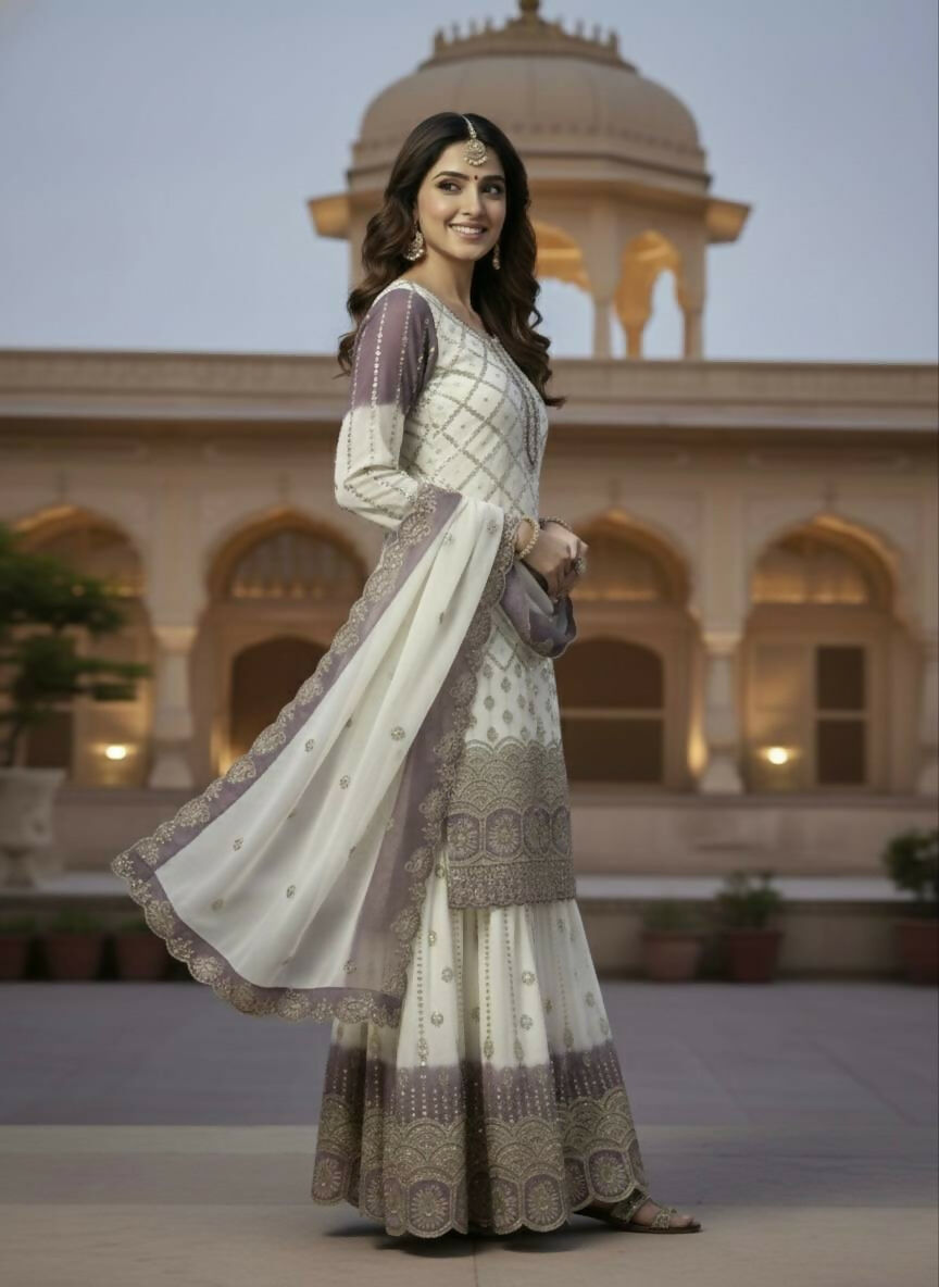 Teeya Creation Multi Color Star Georgette Heavy Embroidery Work Functional Wear Salwar Suit - Distacart