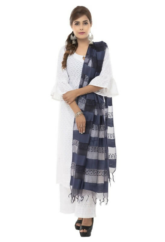 Mominos Fashion Moeza Cotton Payal Design Navy Blue Dupatta