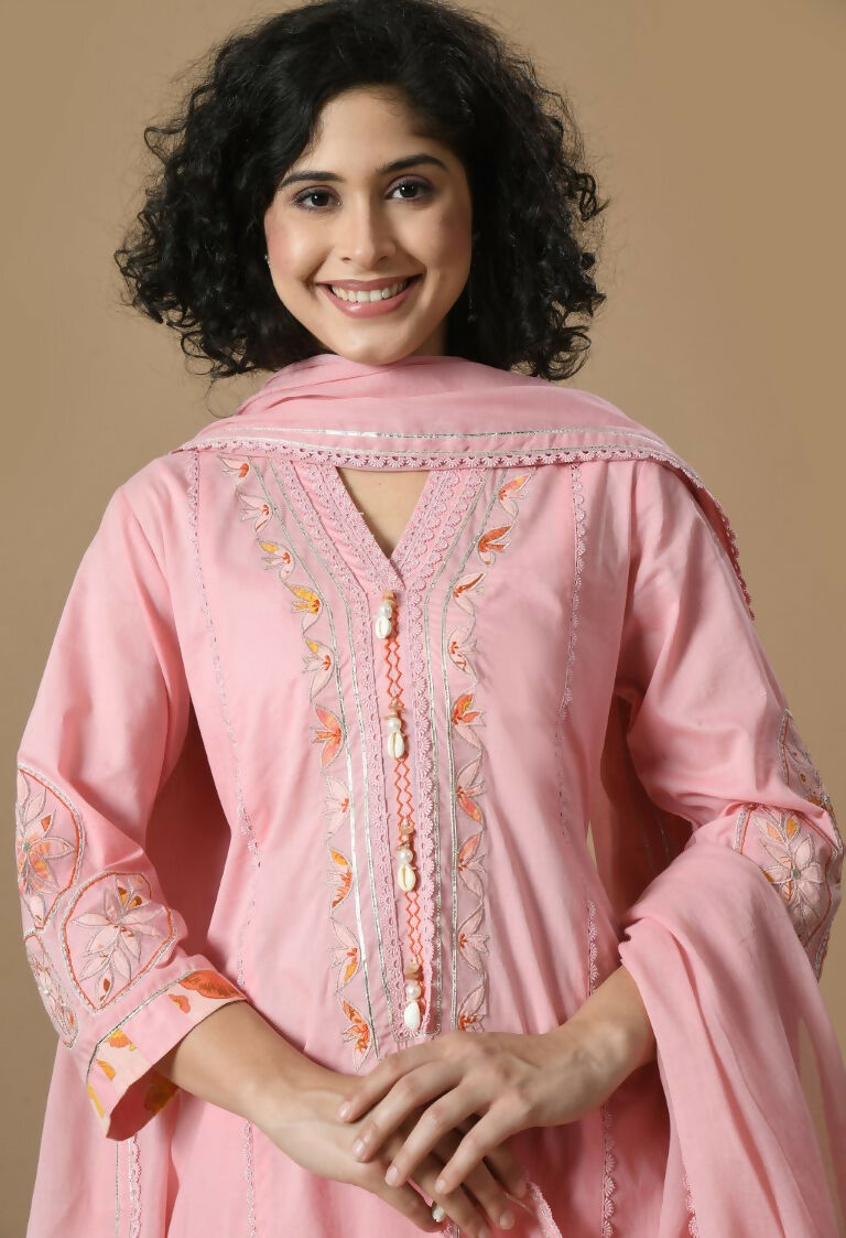 Joban Fashion Pink Cotton Kurta Set