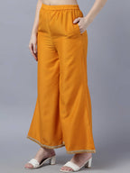 Myshka Women Yellow Panelled Kurta with Palazzos With Dupatta - Distacart