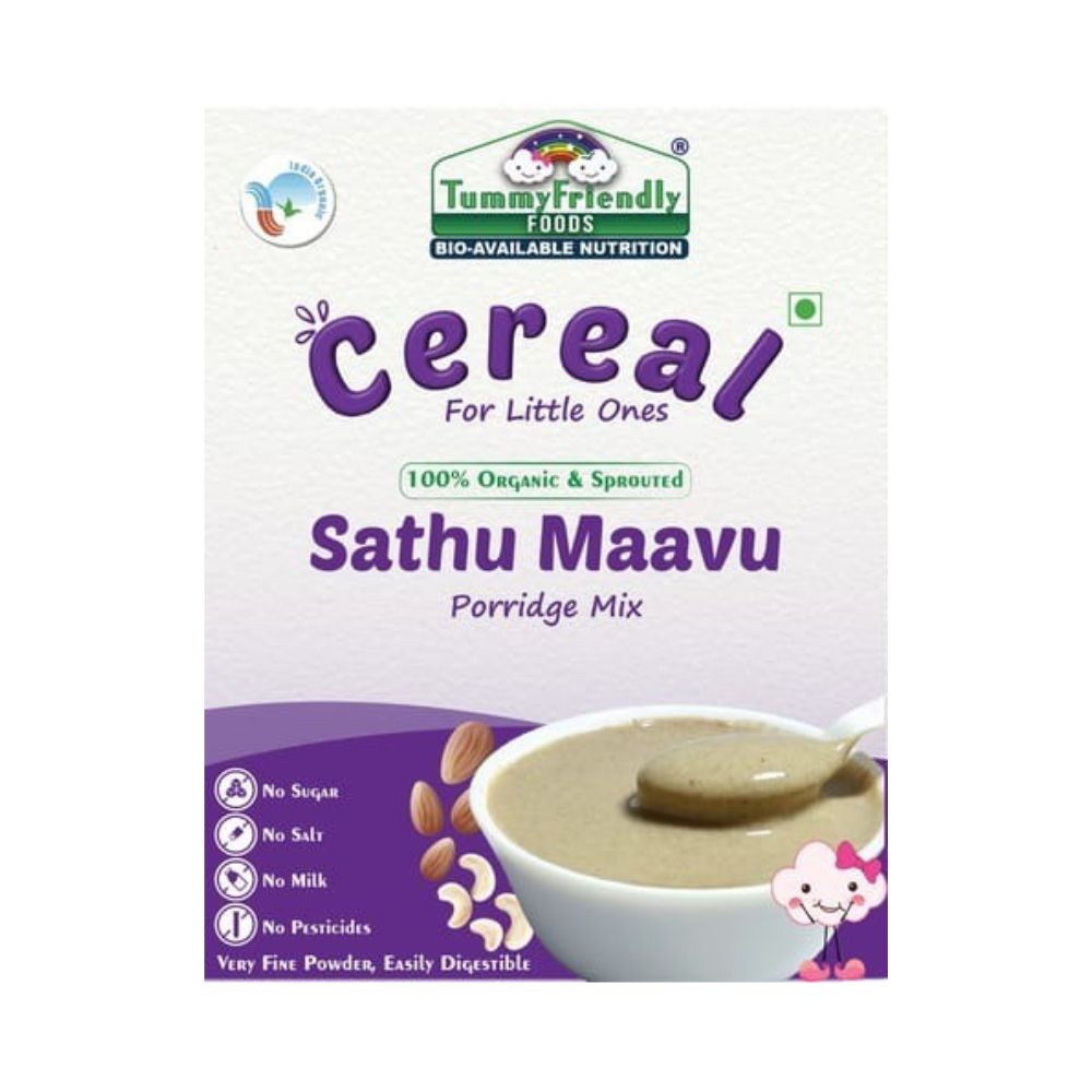 TummyFriendly Foods Organic Sprouted Sathu Maavu Porridge Mix ,Made of Sprouted Ragi, Whole Grains, Pulses & Nuts - Distacart