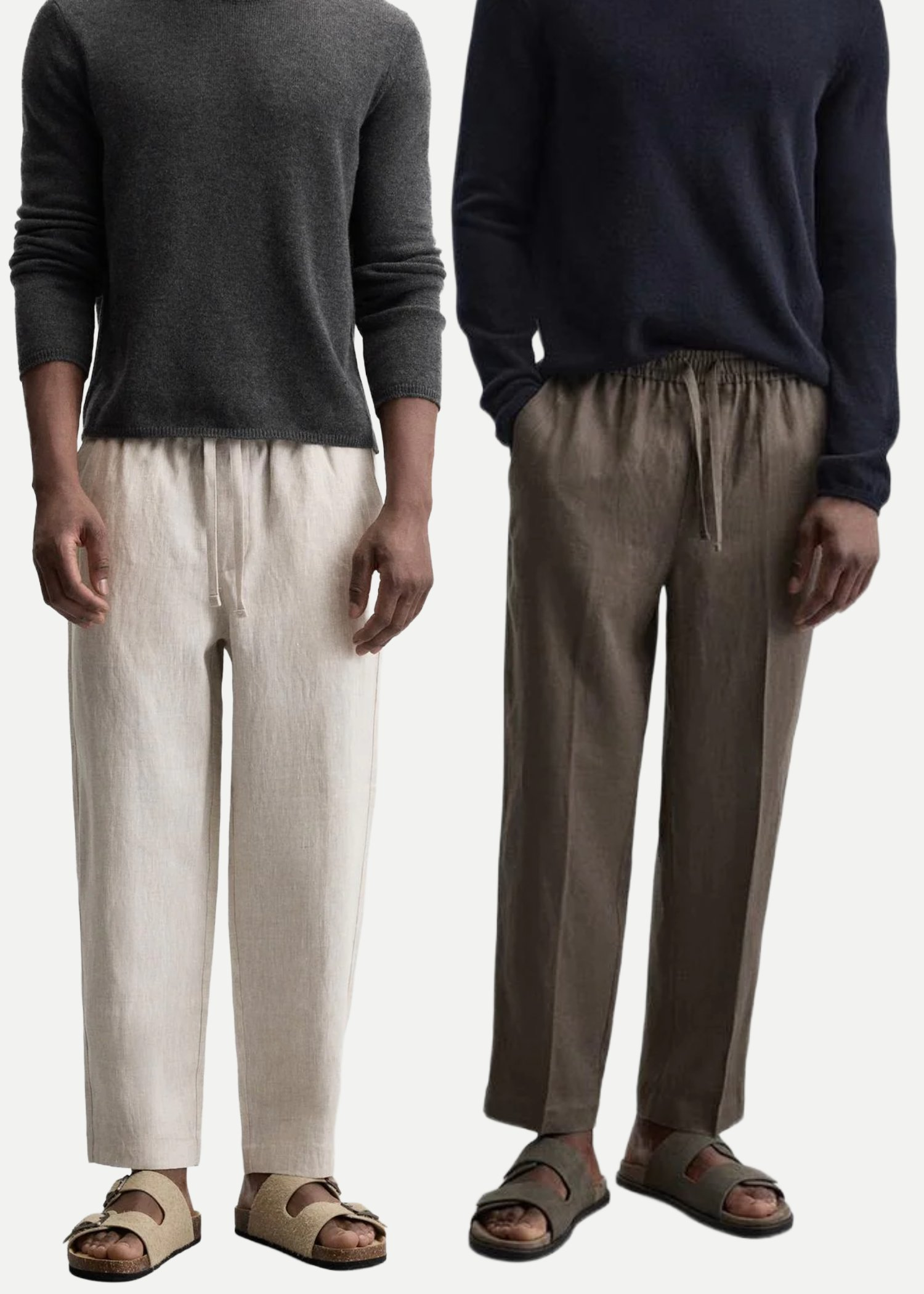 Fabmade Men’S Linen Pajama Combo – Beige & Brown (Pack Of 2)