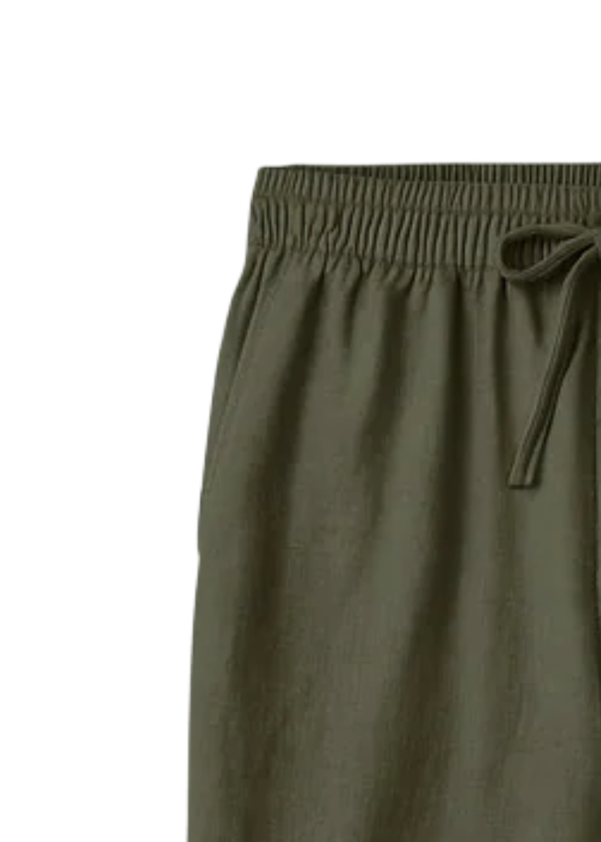 Fabmade Men’S Linen Pajama Combo – Olive & White (Pack Of 2)