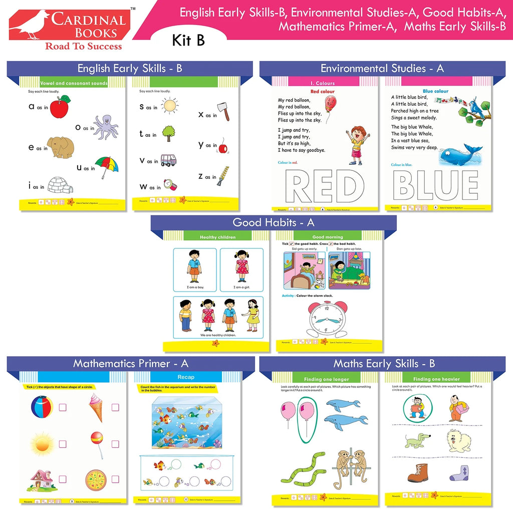 Cardinal Books Preschool Learning Junior KG (LKG) Kit C Set of 16| Ages 4-5 Years| Alphabet| Number| Rhymes and Stories| Phonic| Hindi Varnmala - Distacart