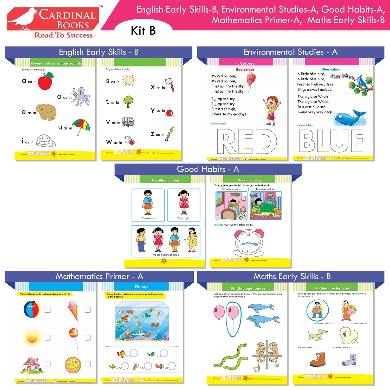 Cardinal Books Preschool Learning Junior KG (LKG) Kit C Set of 16| Ages 4-5 Years| Alphabet| Number| Rhymes and Stories| Phonic| Hindi Varnmala - Distacart