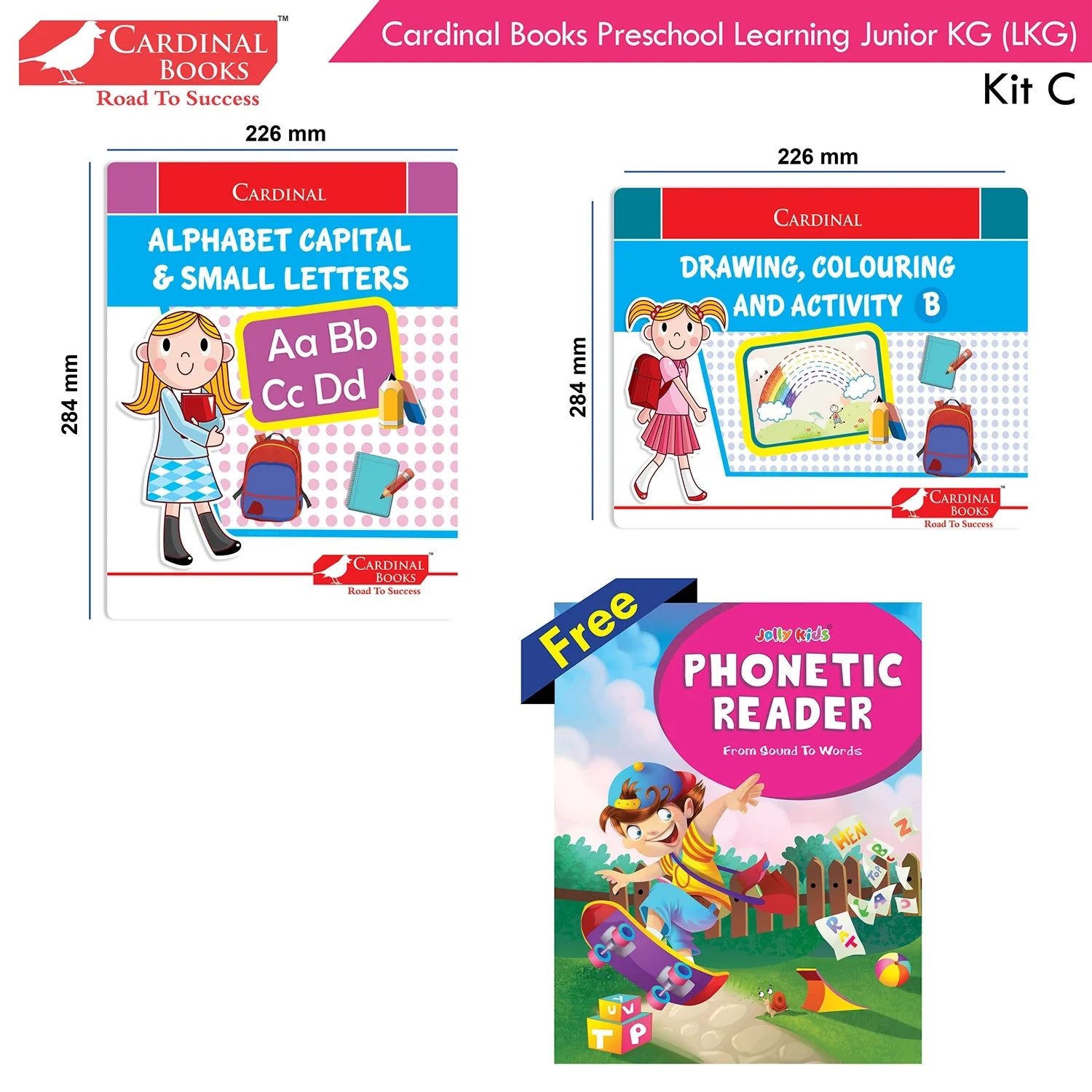 Cardinal Books Preschool Learning Junior KG (LKG) Kit C Set of 16| Ages 4-5 Years| Alphabet| Number| Rhymes and Stories| Phonic| Hindi Varnmala - Distacart