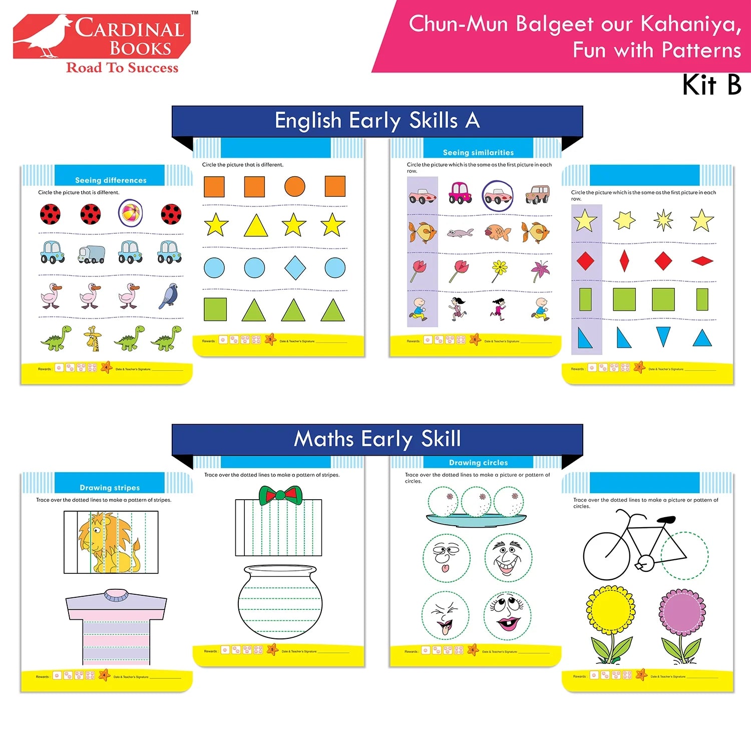 Cardinal Books Preschool Learning Nursery Kit B Set of 8|Alphabet | Numbers| Rhymes & Stories| Colouring| Phonic Book Ages 3-4 Years - Distacart