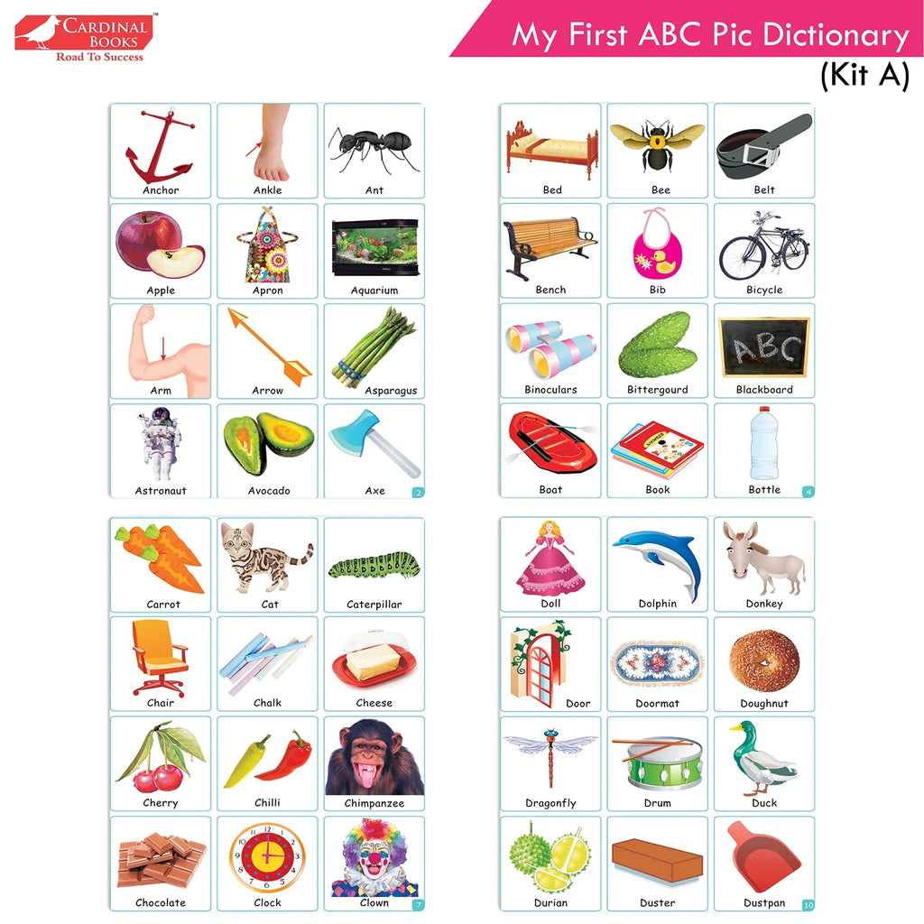 Cardinal Books Preschool Learning Playgroup (Preparatory Pre-Nursery) Kit A| Ages 2-3 Years| My First ABC Picture Dictionary - Distacart