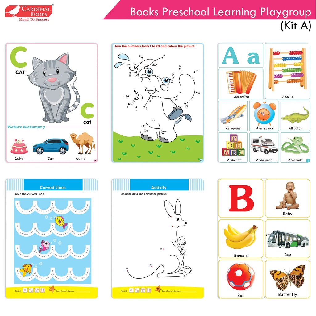 Cardinal Books Preschool Learning Playgroup (Preparatory Pre-Nursery) Kit A| Ages 2-3 Years| My First ABC Picture Dictionary - Distacart
