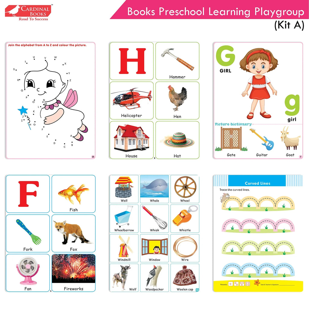 Cardinal Books Preschool Learning Playgroup (Preparatory Pre-Nursery) Kit A| Ages 2-3 Years| My First ABC Picture Dictionary - Distacart