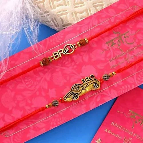 2 Antique Bro Rakhis & Dry Fruit Dalmoth Hamper Online