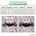 The Indus Valley CASTrong Cast Iron Kadai, Pre-seasoned, Nonstick, 100% Pure, Toxin-free, 20.3cm, 1.4L, 1.5kg