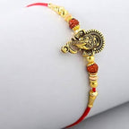 Lord Ganesha Rudraksha Rakhi & Kaju Roll Box - Distacart
