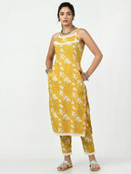 Myshka Women's Yellow Straight Printed Kurta