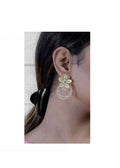 Joban Fashion Women Brass Golden White Ad Earrings - Distacart